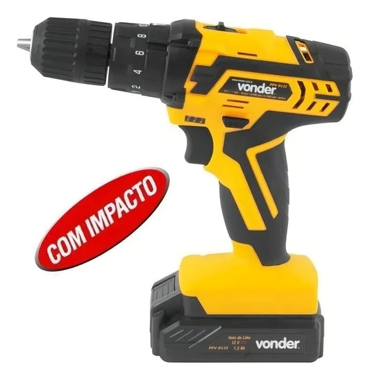 Parafusadeira Furadeira Vonder Bateria 12v Bivolt Pfv012i Cor Amarelo Frequência 50 Hz/60 Hz 100V/240V