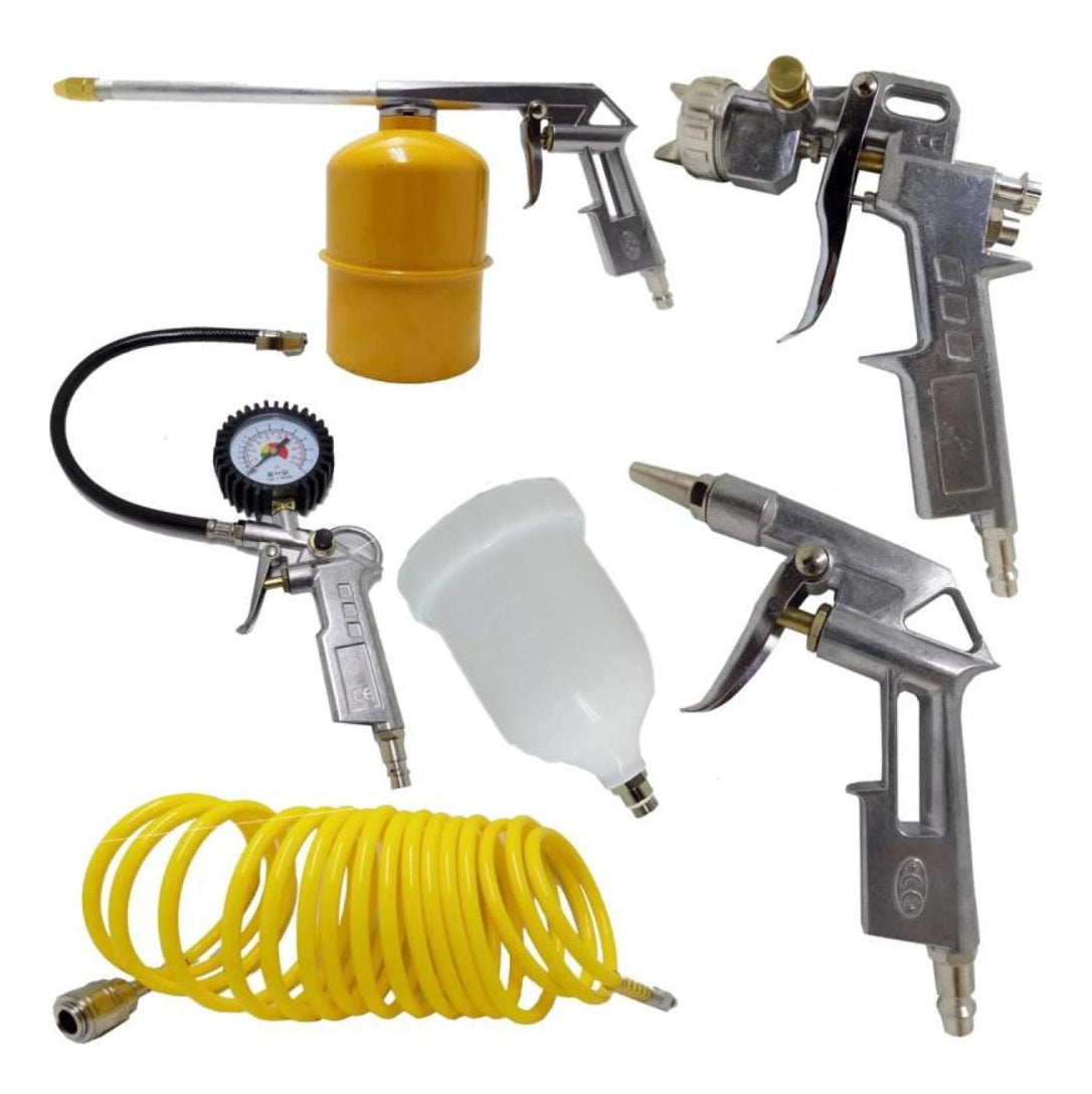 Tekna CP8550 + Kit Multiuso 5 Peças Compressor De Ar 50 Litros 2,5 Hp 8,5 Pés Frequência 60Hz 220v Amarelo