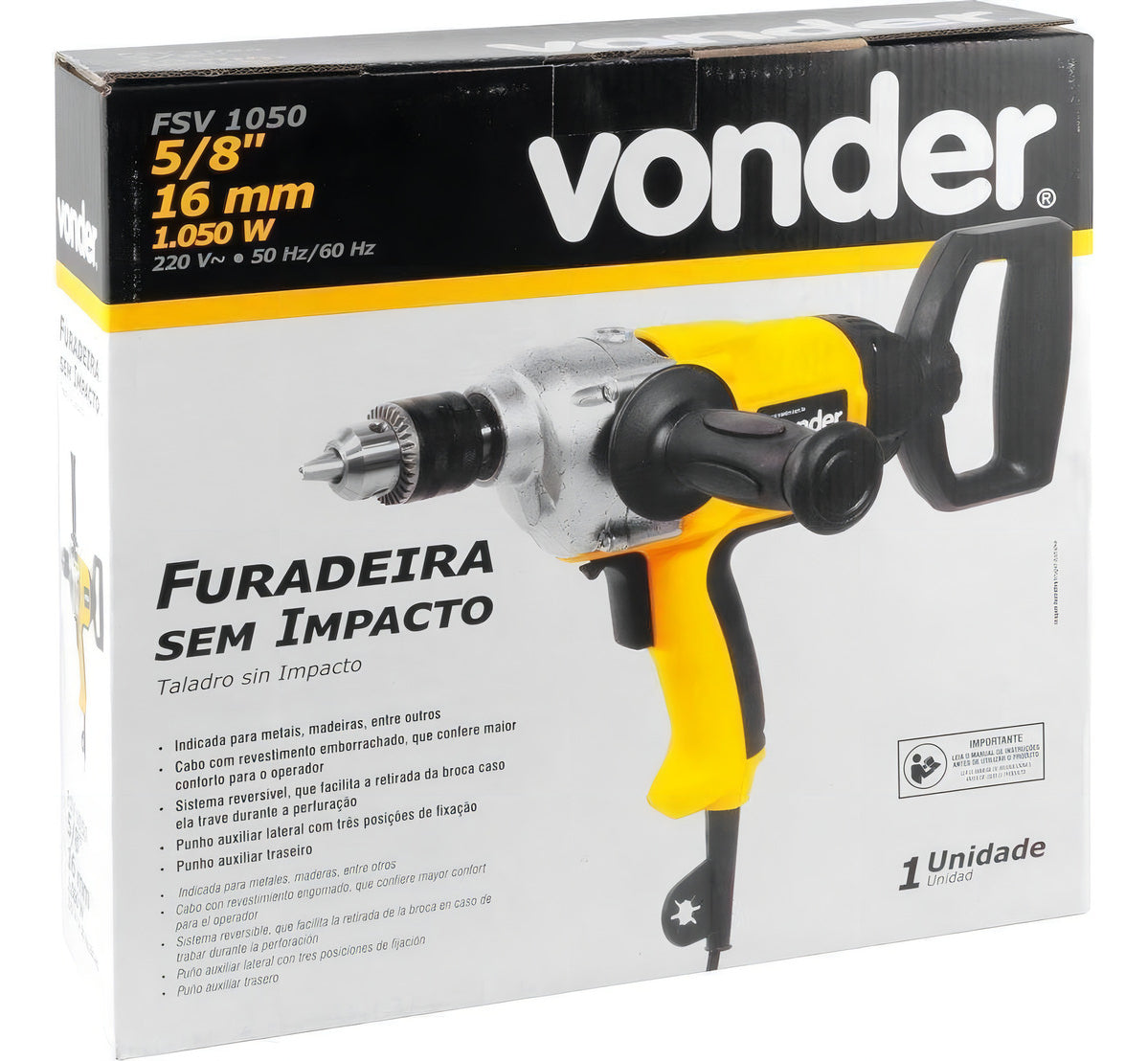 Furadeira Industrial 5/8 Pol 1050w Fsv 1050 Vonder Cor 220V