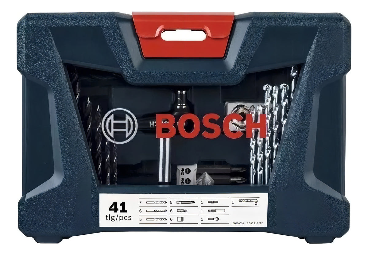 Furadeira martelete elétrica de 10mm Bosch GSB 450RE y Estojo X-Line 41 Peças Bosch 450W y accesorio com caixa de papelão 220V