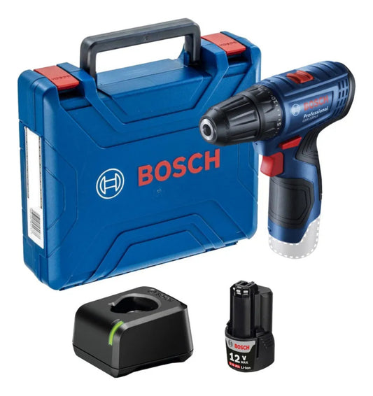 Parafusadeira Furadeira GSR 120-LI 3/8 POL com Bateria 12V 2Ah Carregador Rápido Bivolt e Maleta Bosch