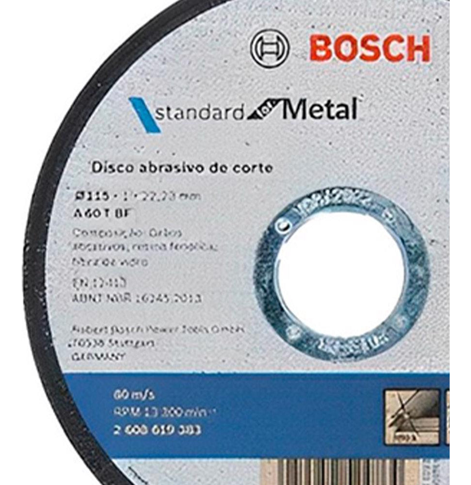 Kit 10 Discos Corte 4.1/2 115 Mm X 1,0 Mm Inox/metal Bosch