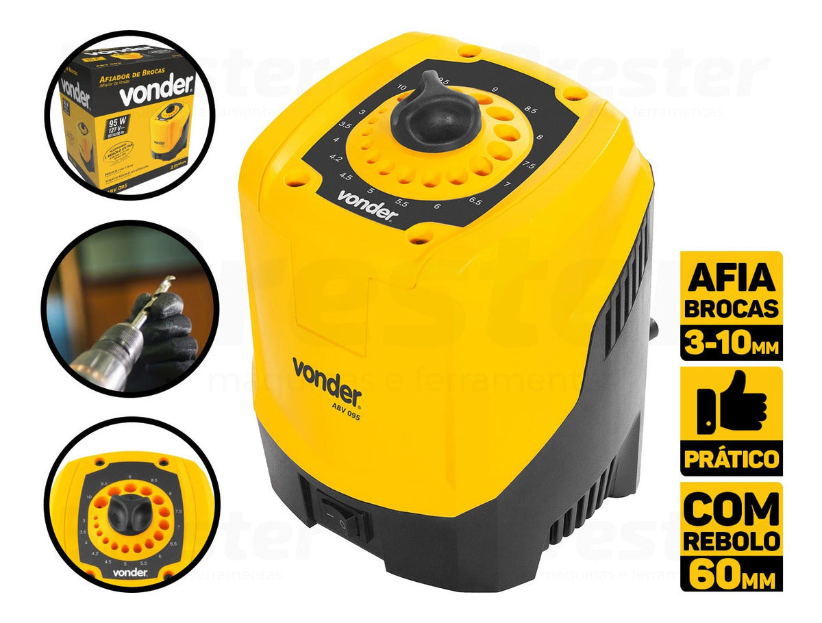 Afiador De Brocas De 3mm A 10mm 95w Abv 095 Vonder Cor Amarelo 110V