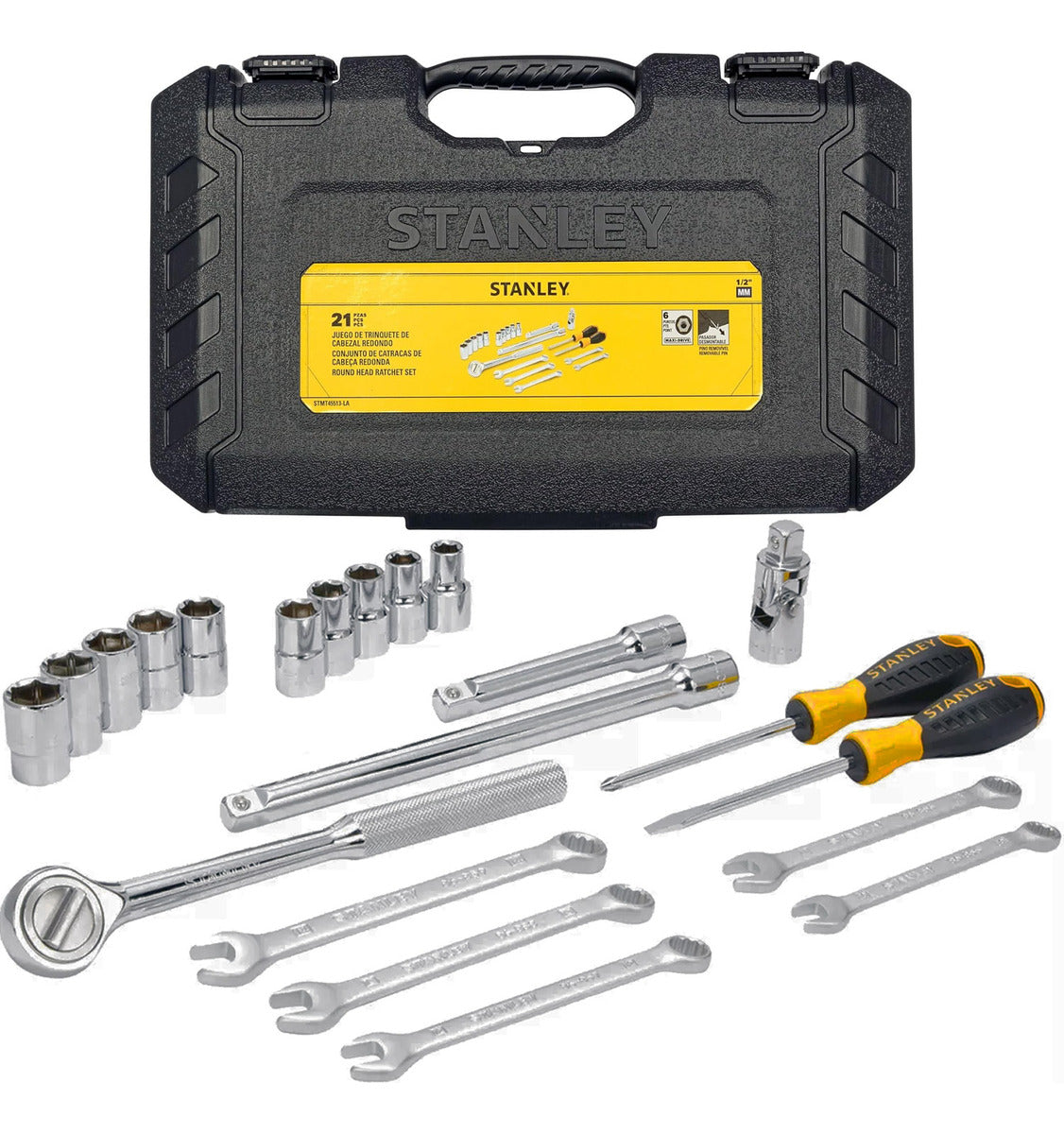 Kit 21 Ferramenta Chave Catraca Soquete Profissional Stanley