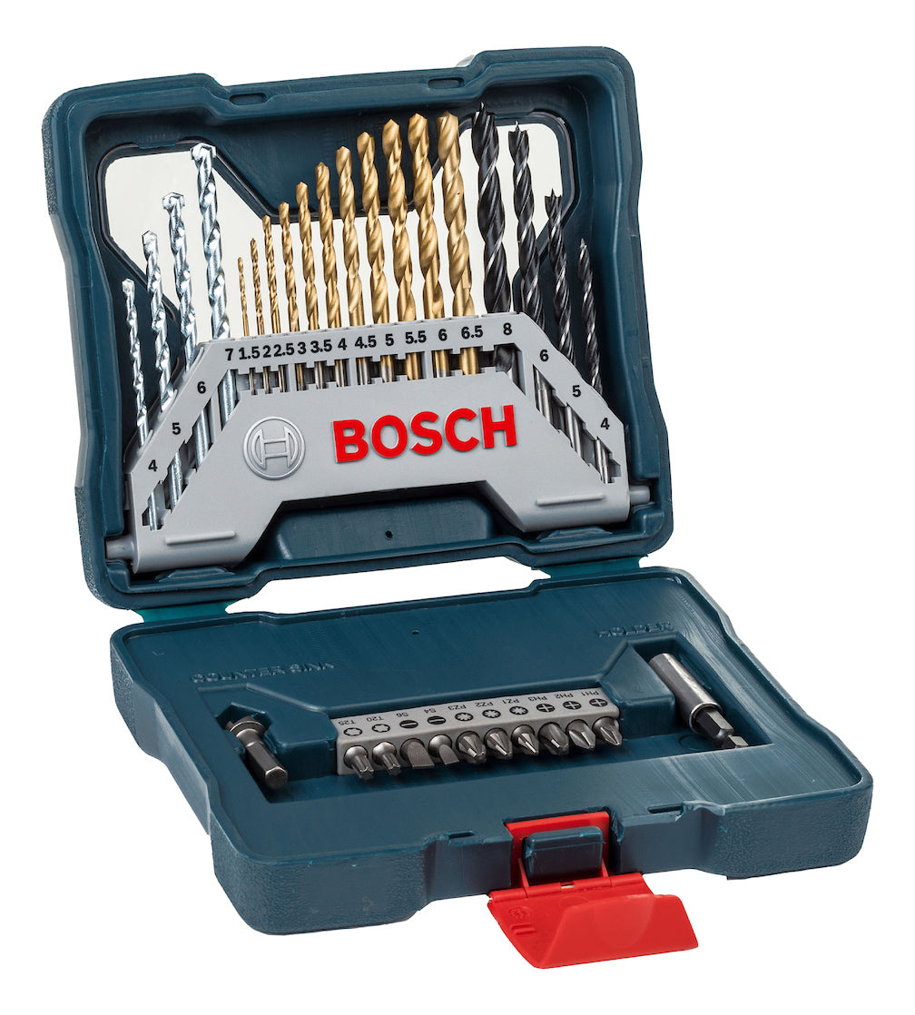 Kit de pontas e brocas em titânio Bosch X-Line com 30 peças