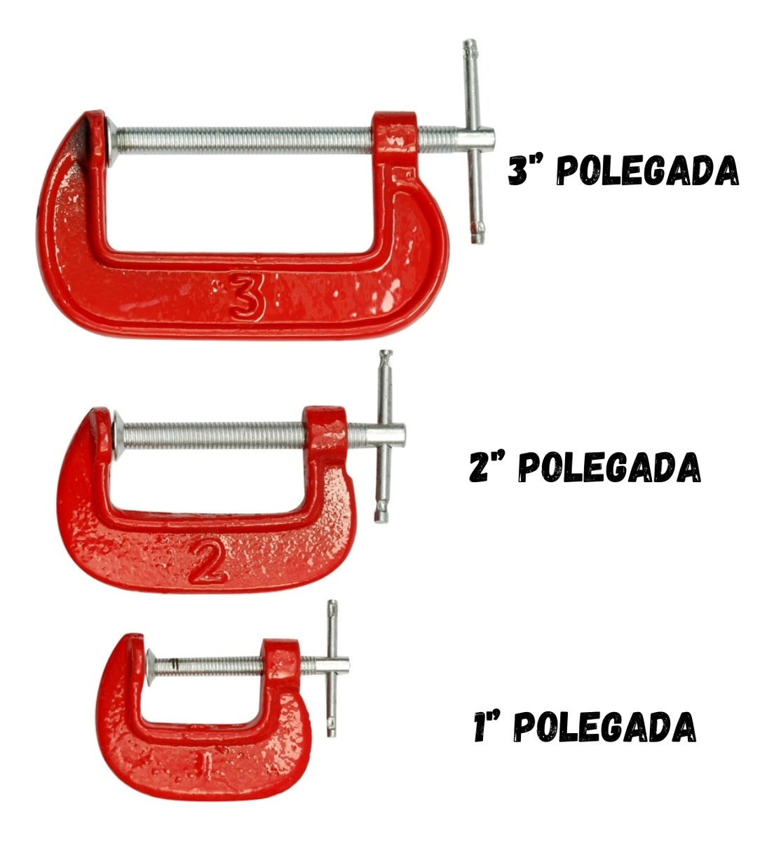 Jogo De Grampos Tipo C De 1 A 3 Polegadas Com 3 Pçs Brasfort