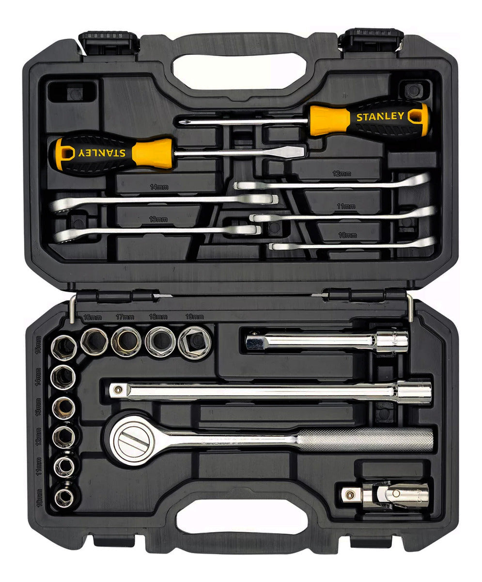 Kit 21 Ferramenta Chave Catraca Soquete Profissional Stanley