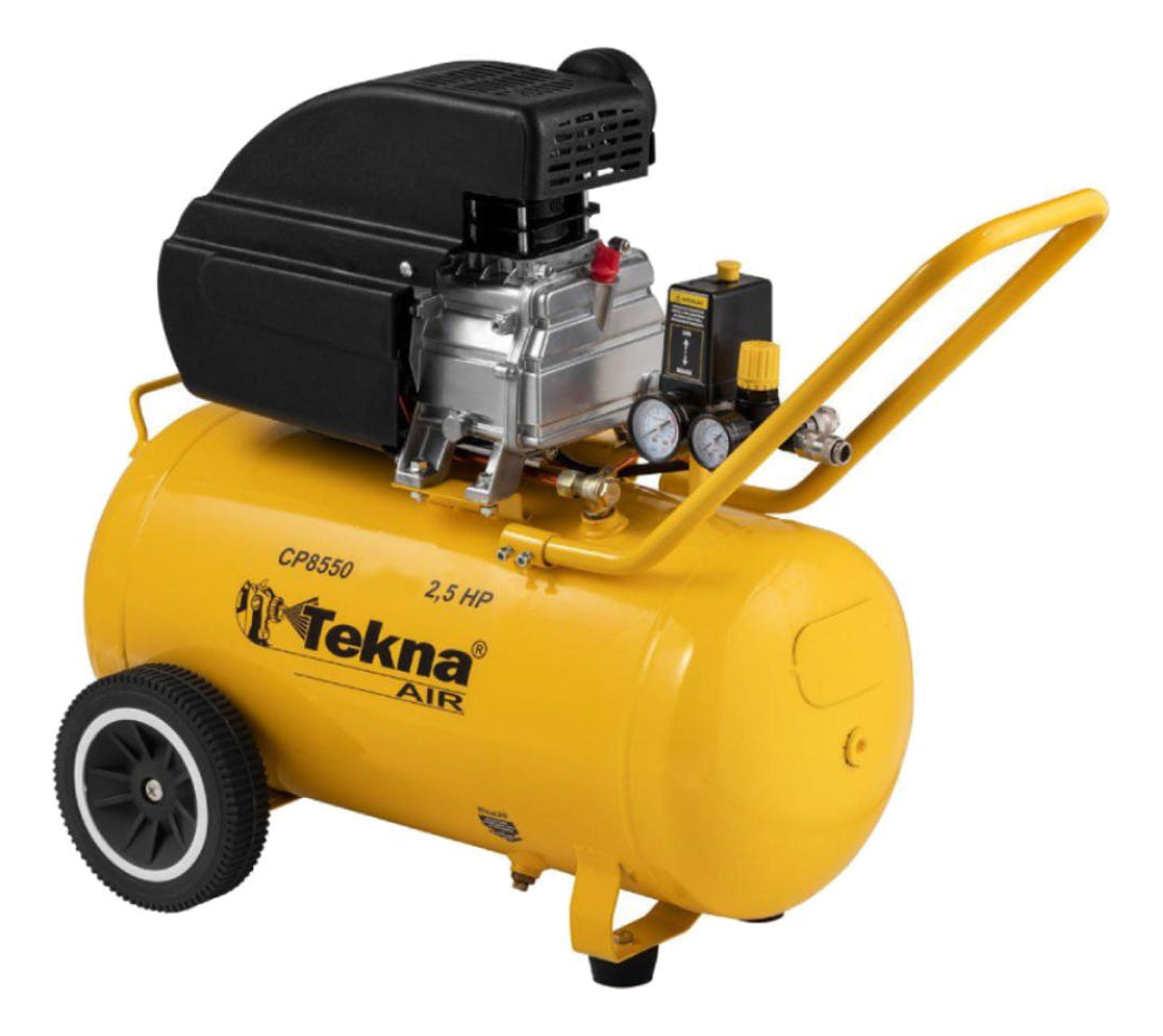 Tekna CP8550 + Kit Multiuso 5 Peças Compressor De Ar 50 Litros 2,5 Hp 8,5 Pés Frequência 60Hz 220v Amarelo