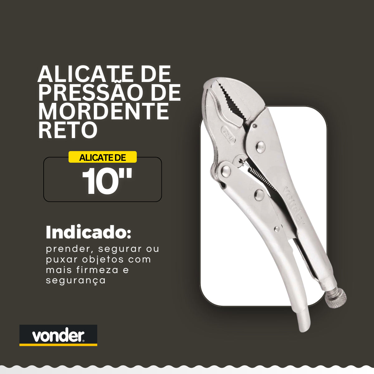 Alicate De Pressão 10 Pol Mordente Reto Crv Plus Vonder 25cm Aço Cromo Vanadio