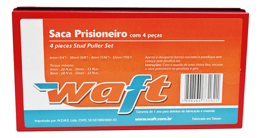 Saca Prisioneiro 12, 10, 8 E 6mm 4 Peças 6199 Waft