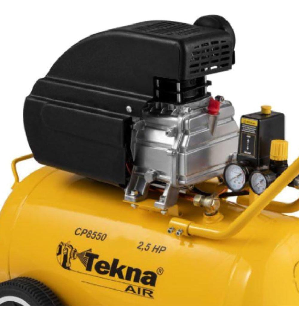 Tekna CP8550 + Kit Multiuso 5 Peças Compressor De Ar 50 Litros 2,5 Hp 8,5 Pés Frequência 60Hz 220v Amarelo