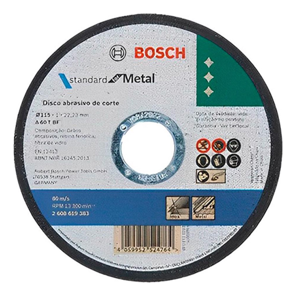 Kit 10 Discos Corte 4.1/2 115 Mm X 1,0 Mm Inox/metal Bosch