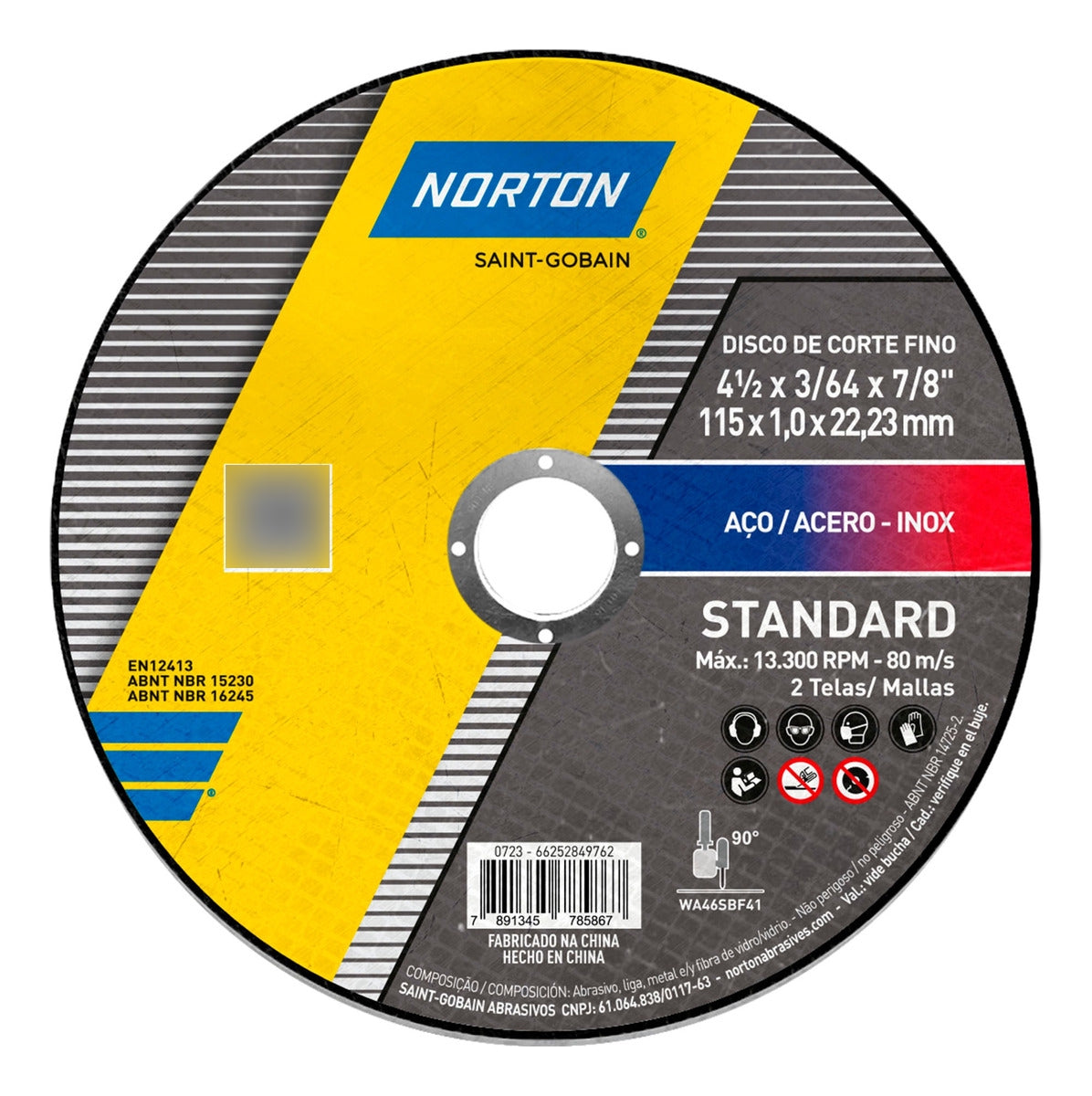 Norton Standard Disco Amarelo Kit 24 Unidades 115 mm